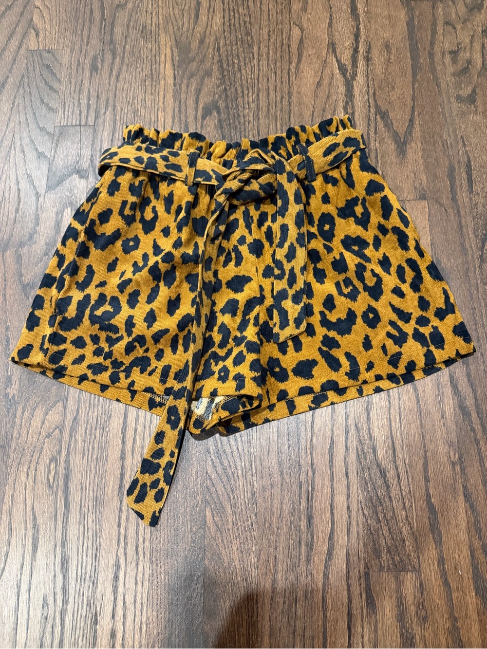Have High-Waist Leopard Print Tie-Belt Shorts in Mustard and Black